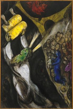 Moisés recibiendo las Tablas de la Ley 2 contemporáneo Marc Chagall Pinturas al óleo